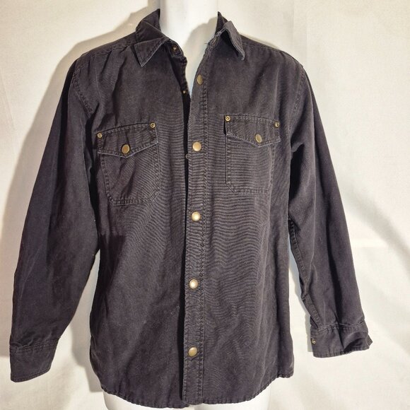 BASIC EDITIONS denim jacket, black, 100% Cotton, metal buttons, lined. size MED. - Picture 6 of 16